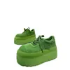 Zapatos casuales de plataforma de cuero esmerilado de colores dulces para mujer 2026, zapatos nuevos con cordones elegantes y modernos para mujeres petite