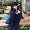 Estilo Hepburn Outono e Inverno Novo Suéter Pulôver Uniforme Jk Gola V Manga Longa Versátil Malha Tricô Camada Outerwear