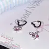 Brincos de Coração Rosa Planeta Zircônia Destacáveis Brincos Femininos Brincos de Sentido Avançado Doce Temperamento de Estudante Brincos Versáteis