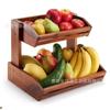 Estante de Almacenamiento de Frutas y Verduras de Madera Maciza Dos Capas Encimera de Cocina Cesta para Pan de Verduras Simple Estante de Almacenamiento de Snacks Cesta de Almacenamiento de Artículos Varios