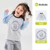 Resistente ao desbotamentoCalças infantis Dudu, calças de brim macio de outono para meninas, calças compridas estilosas para bebês, roupas infantis