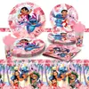 Decoración de Fiesta de Cumpleaños Infantil de Papel con Temática de Spider-Man, Princesas y Sanrio - Platos, Servilletas, Vasos y Juego de Vajilla