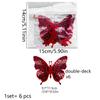 Mariposas Estereoscópicas 3D de Doble Capa, Juego de 6, Pegatinas Decorativas Festivas de Mariposa Dorada Brillante para Pared del Día de San Valentín con Adhesivo