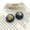 Retro geométrico redondo semitransparente lámina dorada media pastilla resina parche accesorios diy hecho a mano aretes tocado mayoreo