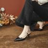 Zapatos de Salón Primavera Tacón de Aguja Mujer Diario Combinación con Todo Tacón Bajo Antideslizante Sandalias de Cuero Rojo de Aguja para Viajero