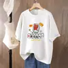 Nueva Camiseta de Algodón Puro para Mujer Verano 2026, Corte Holgado, Tallas Grandes, Adelgazante, Manga Corta, Top que Cubre el Vientre