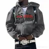Moletom de Fleece 2026 com Zíper Completo, Design Gratuito, Processamento Gratuito, Transferência Térmica 2D, Padrões de Letras Impressos em 3D