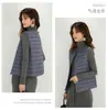Chaleco de plumón para mujer de nuevo estilo sin cuello, cuello en V, chaqueta ligera de plumón, abrigo cálido, chaleco de talla grande
