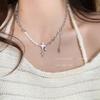 Colar Feminino Tendência Corrente de Clavícula Corrente para Suéter Design de Senso Estrela Pérola Doce Montagem Zircônia Franja Corrente de Pescoço Alto