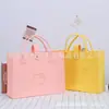 Bolso de Mano de Gato de Fieltro Nuevo Lindo Oso de Dibujos Animados Simple Color Sólido Bolsa de Compras Gran Capacidad Bolso Tote Portátil