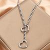 Europeu e Americano Amazon Hot Lasso Colar Em Forma De Coração O-Ring Slide Chain Colar Hip Hop Punk Rock Ornamento De Aço Inoxidável
