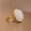 Diseño Original Mundo Zhen Bao Gu Fa Incrustaciones de Oro Jade Blanco Natural Hotan Suet Anillo S925 Anillo para Dedo Pequeño de Mujer