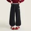 Ropa para niños Princesa Yuan Yuan, pantalones de forro polar para niñas, nuevo estilo invierno 2026, pantalones escolares para niños engrosados y cálidos hasta el tobillo