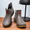 Botas de Lluvia Negras Clásicas Versátiles Estilo Chino para Hombre, Zapatos de Agua de Moda, Botas de Goma para Vadear Arroyos, Botas Cortas Antideslizantes para Pesca y Vadear para Hombre