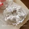Goma para el pelo de encaje floral estilo coreano para mujer, Accesorio de pelo versátil de alta gama para coleta baja