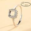 Anillo clásico de moda para mujer de plata esterlina chapada en 925, montura vacía para bricolaje, incrustado redondo Hua Zi, taladro de fondo puntiagudo, portaanillo de cara de huevo plana