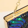 Estilo Xiao Xiang de alta gama, nuevo bolso pequeño de moda, nuevo al por mayor, incrustado de diamantes, personalidad, cadena de metal, bolso de hombro, generación transfronteriza