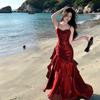 Vestido longo com bojo azul sereia Ji transfronteiriço, para cerimônia adulta, aniversário, banquete, festa para namorada