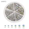 6 Taladro de Uñas en Caja Taladro Plano de Cristal Taladro Redondo Rhinestone Calcomanía de Joyería para Uñas Taladro Estuche para Teléfono Móvil para diy