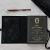 Caixas de Presente de Luxo Pretas com Estampagem Dourada Personalizadas para Venda por Atacado, Convites de Casamento Luxuosos, Convites de Casamento em Acrílico, Cartões de Casamento