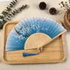 Abanico Plegable Estilo Antiguo para Mujer Hanfu Verano Danza Estilo Chino Danza Plegable Atuendo Clásico Portátil Borla Pequeño Abanico de Bambú