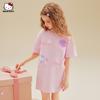 Vestido de Verano para Niñas 2025 Nuevo Ropa Infantil Mediana y Grande Estilo Dulce y Cariñoso Hello Kitty Camiseta de Dibujos Animados Falda