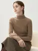Novo Suéter Feminino de Caxemira Outono e Inverno 100% Caxemira Pura Gola Alta Slim Fit Suéter Base Tricotado para Mulheres