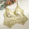 Camisola de pétalos estilo francés, malla de encaje, sujetador cómodo, lencería ligera, diseño de espalda sexy, sujetador camisola