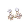 Pendientes Colgantes de Flor de Perla con Aguja de Plata Electrochapada en Oro Real de 18K Pendientes de Botón Estilo Francés Pequeño Estilo Chanel Pendientes de Moda y Elegantes para Mujer