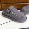 Novidade de Inverno Sandálias Birkenstock de Couro Genuíno com Solado Grosso para Mulheres Fivela de Metal Forradas com Pelúcia Quentes Bico Fechado Sandálias de Pelo para Uso Externo