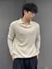Suéter de punto casual simple y exquisito para hombre, estilo italiano, con cuello solapa, old money, de manga larga, color liso, versátil para otoño e invierno
