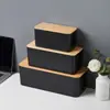 Caixa de Fios Criativa Simples para Mesa com Tampa de Madeira de Bambu Caixa de Fios Placa de Patch Caixa de Armazenamento Caixa de Armazenamento para Fios e Carregadores