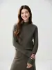 Otoño e Invierno Nuevo Suéter de Cachemira con Botones de Flor de Cuello Semi-Alto para Mujer, Jersey Grueso de Manga Larga, Ropa de Punto Base para Mujer