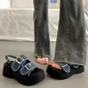 Sandalias de plataforma de mezclilla súper populares y deslumbrantes para aumentar la altura para mujer, moda de verano 2026, sandalias de plataforma elegantes y de alta gama para exteriores