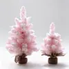 Árvore de Natal Pequena Flocada Mini Árvore de Natal Neve Caindo Ponta Rosa Spray de Neve Floco de Neve Decoração de Mesa Janela