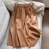 Otoño 2026 Nuevo Estilo Vintage Trendy Falda de Longitud Media de Cuero Proteico, Cintura Elástica que Reduce la Edad, Venta al por Mayor H15CQ6129