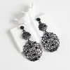 Pendientes Amazon transfronterizos, extragrandes, electrochapados, elegantes, de estilo largo, con un toque de alta gama, adornados con borlas y pedrería negra