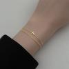 Love Lodge Pulsera de Plata 925 Dorada para Mujer Estilo Japonés y Coreano Doble Capa Cadena de Cuentas Ligeras de Temperamento Pulsera Joyería S4572