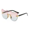 Nuevas Gafas de Sol Sin Montura con Orejas de Gato y Panda Rojo para Niños Progresivas Lente Oceánica Gafas de Sol Tiktok En Stock Al por Mayor