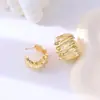 Design Europeu e Americano de Nicho, Brincos Exagerados, Estilo Cool, Argola Simples Lisa em Forma de C Prateada Escovada, Brincos de Alta Qualidade