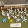 ¡Hermosa Playa! Collar de Concha de Estrella de Mar y Perla de Dopamina, Estilo Dulce de Vacaciones de Verano, Cadena para Clavícula para Sesión de Fotos de Nicho