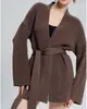 Cárdigan de Punto con Cinturón Estilo Kimono
