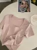 Camiseta Manga Curta Gola Quadrada Omalai para Mulheres, Corte Justo, Top Tendência, Primavera/Verão 2026, Estilo 6378