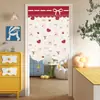Cortina de Tela Color Crema para Puerta, Instalación sin Taladro, Cortina Divisoria para Cocina y Baño, Media Cortina para Dormitorio, Cortina Divisoria de Media Longitud para el Hogar