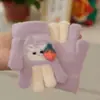 Luvas infantis outono e inverno meninos e meninas pelúcia acolchoada quentes com dedos cor infantil coelho de desenho animado brincadeira ao ar livre