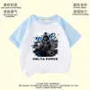 Camiseta unisex de manga corta de algodón puro con estampado Delta, top de verano moderno para niños mayores, ropa para niños con diseño de rosa grabado