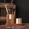 Conjunto de Acessórios para Chá de Madeira Maciça de Seis Peças, Ferramentas, Porta-Copos de Chá, Conjunto de Cerimônia do Chá de Ébano Preto, Tubo de Chá de Seis Peças, Faca de Chá, Alto Padrão