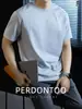 Camiseta Manga Curta Antibacteriana 5A de Fibra de Bambu Natural para Homens, Luxo Leve de Verão Fresca Respirável Cor Sólida Versátil Peça Superior Pesada