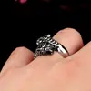Acero guerrero animal zodiaco joyería al por mayor acero inoxidable hombres doble Tigre anillo de dedo personalizado popular anillo