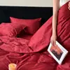 Conjunto de Roupa de Cama para Casamento em Vermelho Vibrante, Conjunto Festivo Jacquard de Quatro Peças, Cor Sólida Simples Algodão de Fibra Longa Algodão Puro Capa de Edredom